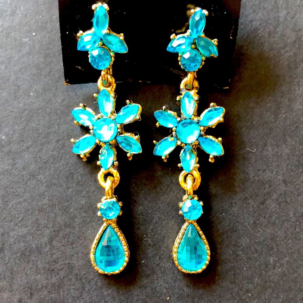 Brand new blue and gold dedicate beautiful earrings
